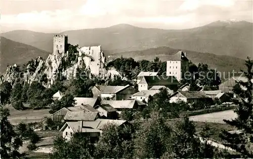 Regen Burgruine Weissenstein mit Arber Regen