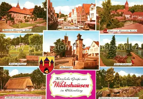 AK / Ansichtskarte Wildeshausen Kirche Marktplatz Burg Schafkoben Kleinkneter Steine mit Grabkammern Wildeshausen