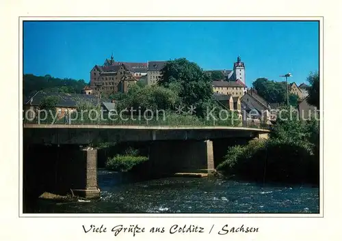 AK / Ansichtskarte Colditz Schlosskomplex Bruecke Muldepartie Colditz