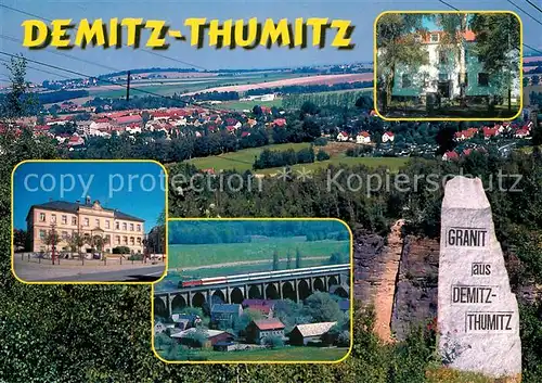 AK / Ansichtskarte Demitz Thumitz Teilansicht Marktplatz Schule Steinmetzschule Viadukt Demitz Thumitz