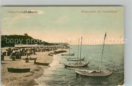 AK / Ansichtskarte Ahlbeck_Ostseebad Strandpartie mit Familienbad Ahlbeck_Ostseebad