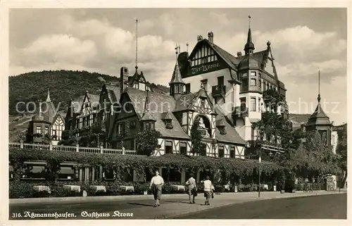 AK / Ansichtskarte Assmannshausen Gasthaus Zur Krone Nr 316 Rheingoldserie Assmannshausen