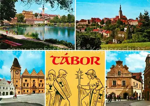 AK / Ansichtskarte Tabor Pohled pres Jordan Goticka radnice Historicke domy na Zizkove namesti Tabor