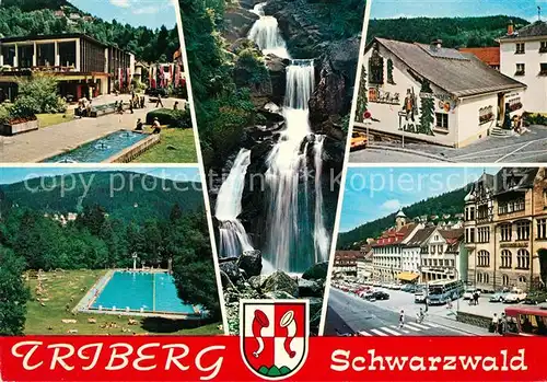 AK / Ansichtskarte Triberg_Schwarzwald Kurhaus Freibad Wasserfaelle Hauptstrasse Triberg Schwarzwald