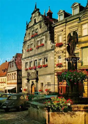 AK / Ansichtskarte Kronach_Oberfranken Rathaus Brunnen Kronach Oberfranken