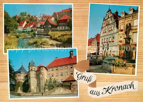 AK / Ansichtskarte Kronach_Oberfranken Partie am Fluss Historische Altstadt Veste Rosenberg Brunnen Turm Stadtmauer Kronach Oberfranken