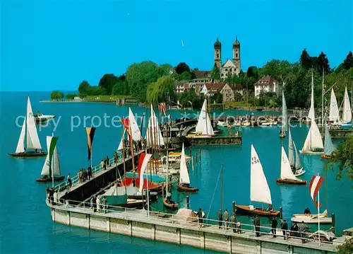 AK / Ansichtskarte Friedrichshafen_Bodensee Yachthafen mit Schlosskirche Friedrichshafen Bodensee