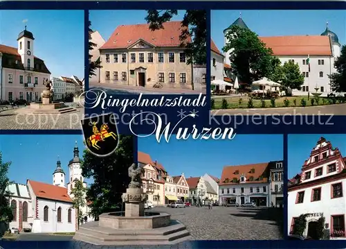 AK / Ansichtskarte Wurzen_Sachsen Rathaus Geburtshaus Joachim Ringelnatz Hotel Restaurant Schloss Wurzen Dom Brunnen Markt Museum Wurzen Sachsen