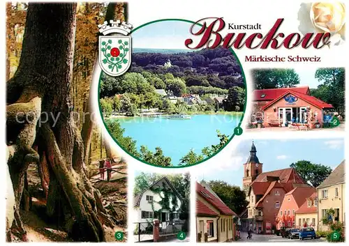 AK / Ansichtskarte Buckow_Maerkische_Schweiz Schermuetzelsee Keramik Scheune Naturdenkmal Wurzelfichte Brecht Weigel Haus Koenigstrasse Kirche Buckow_Maerkische_Schweiz