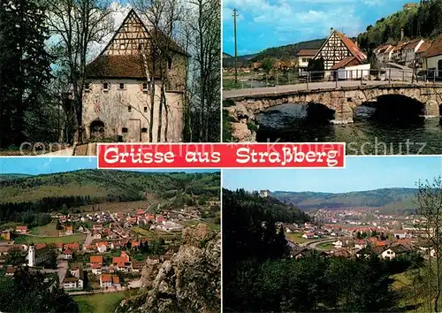 AK / Ansichtskarte Strassberg_Hohenzollern Burg Bruecke Talblick Landschaftspanorama Schwaebische Alb Strassberg_Hohenzollern