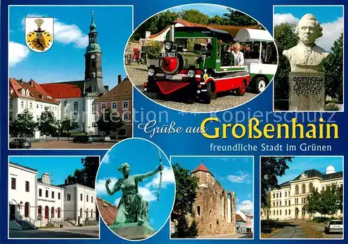 AK / Ansichtskarte Grossenhain_Sachsen Marienkirche Cottbuser Bahnhof Diana Goettin der Jagd Kloster Gymnasium Sternwarte Denkmal KK Bahn Grossenhain Sachsen