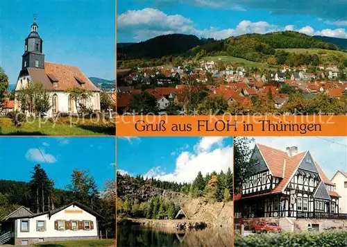 AK / Ansichtskarte Floh Seligenthal Kirche Panorama Waldgaststaette Masskopf Bergsee Ebertswiese Gasthof Hoehnberg Floh Seligenthal