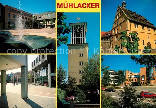 AK / Ansichtskarte Muehlacker Brunnen Rathaus Turm Arkaden Muehlacker