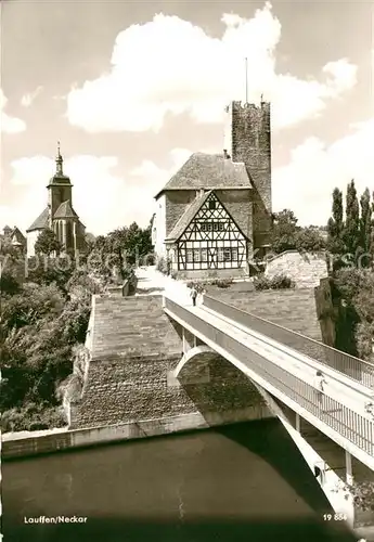 AK / Ansichtskarte Lauffen_Neckar Bruecke Kirche Lauffen Neckar