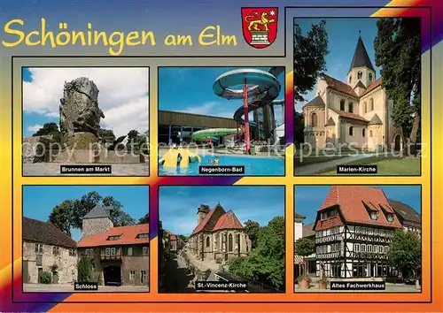 AK / Ansichtskarte Schoeningen Brunnen Markt Negenborn Bad Kirchen Schloss Fachwerk Schoeningen