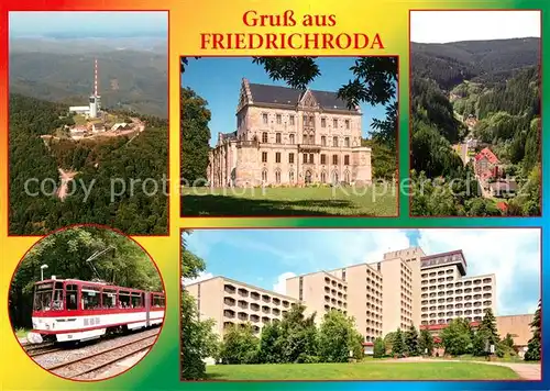 AK / Ansichtskarte Friedrichroda Grosser Inselsberg Fliegeraufnahme Schloss Reinhardsbrunn Kuehles Tal Thueringerwaldbahn Ahorn Berghotel Friedrichroda