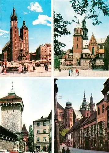 AK / Ansichtskarte Krakow_Krakau Kosciol Mariacki Brama Florianska Katedra na Wawelu Krakow Krakau