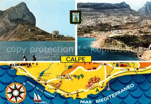 AK / Ansichtskarte Calpe Costa del Marina Landkarte Steilkueste  Calpe