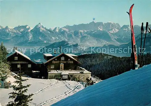 AK / Ansichtskarte Nesselwang Sportheim Boeck Eselsberg Saeuling Zugspitze Winter Nesselwang