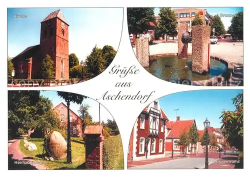 AK / Ansichtskarte Aschendorf_Papenburg Kirche Heimatmuseum Brunnen Ortszentrum Aschendorf Papenburg