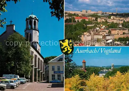 AK / Ansichtskarte Auerbach_Vogtland St Laurentius Kirche Totale Schlossturm Auerbach_Vogtland