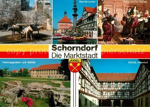 AK / Ansichtskarte Schorndorf_Wuerttemberg Tierbrunnen Marktbrunnen Schorndorfer Weiber Schloss Innenhof Schorndorf Wuerttemberg