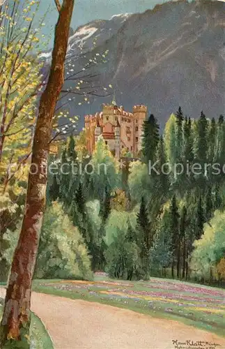 AK / Ansichtskarte Hohenschwangau Schloss Hohenschwangau Kuenstler Hans Klatt Hohenschwangau