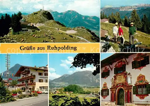 AK / Ansichtskarte Ruhpolding Rauschberghaus Dorfbrunnen Rathaus Ruhpolding