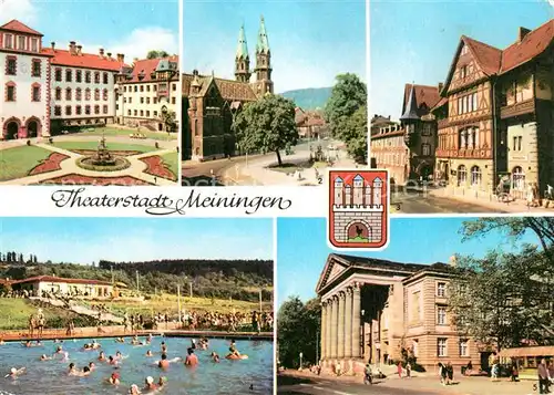 AK / Ansichtskarte Meiningen_Thueringen Schloss Schwimmbad Stadtkirche Theater Henneberger Haus  Meiningen Thueringen