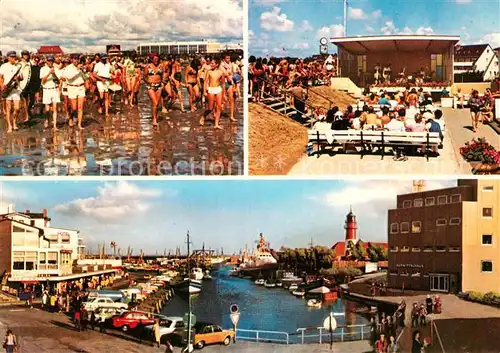 AK / Ansichtskarte Buesum_Nordseebad Strand Konzertpavillon Hafen Leuchtturm Buesum_Nordseebad