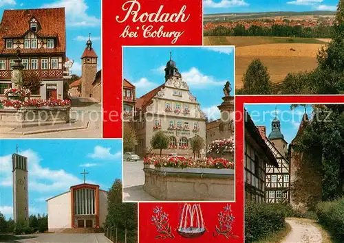 AK / Ansichtskarte Rodach_Coburg Brunnen Rathaus Panorama Kirche  Rodach Coburg