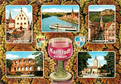 AK / Ansichtskarte Karlstadt_Main Markt Rathaus Maintor Stadtturm Karlstadt_Main