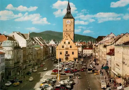 AK / Ansichtskarte Deggendorf_Donau Stadtplatz Rathaus Deggendorf Donau