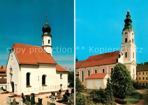 AK / Ansichtskarte Aldersbach Friedhofskapelle Sankt Peter Pfarrkirche Mariae Himmelfahrt Aldersbach