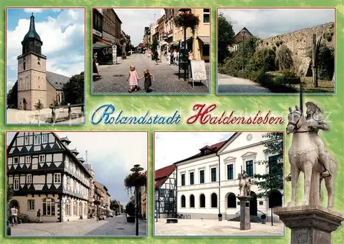 AK / Ansichtskarte Haldensleben Kirche Sankt Marien Hagenstrasse Stadtmauer Rathaus Roland Haldensleben