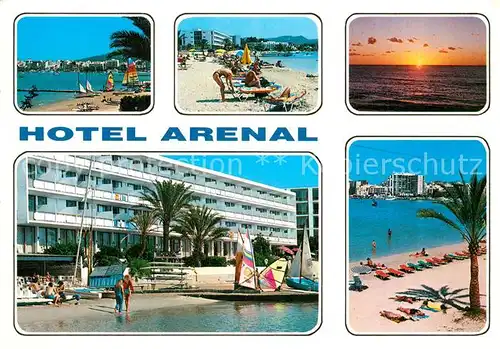 AK / Ansichtskarte Sant_Antoni_Ibiza Hotel Arenal Strand Wassersport Sonnenuntergang am Meer 