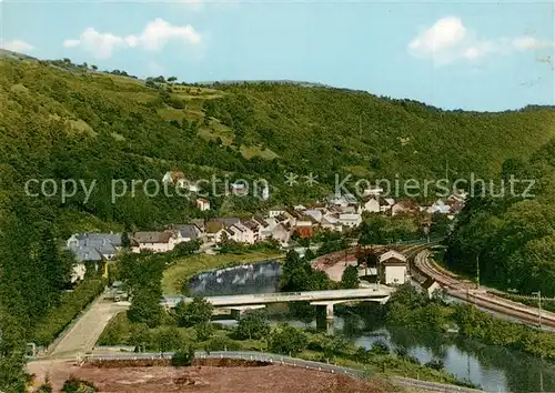 AK / Ansichtskarte Laurenburg Panorama Luftkurort an der Lahn Eisenbahn Bruecke Laurenburg