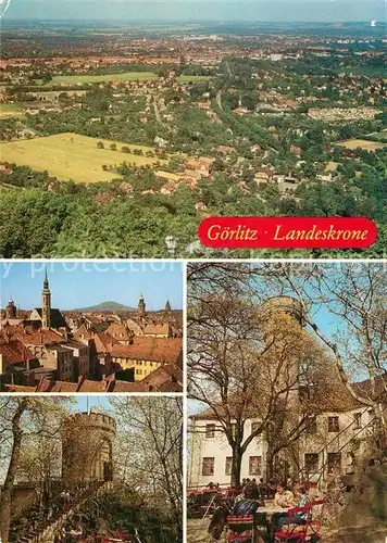 AK / Ansichtskarte Goerlitz_Sachsen Blick von der Landeskrone Aussichtsturm HO Berggaststaette Goerlitz Sachsen