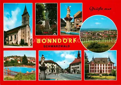 AK / Ansichtskarte Bonndorf_Schwarzwald Kirche Denkmal Schwimmbad Strasse Schloss Bonndorf Schwarzwald