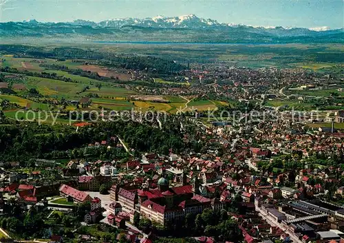 AK / Ansichtskarte Weingarten_Wuerttemberg Fliegeraufnahme mit Benediktiner Abtei Weingarten Wuerttemberg