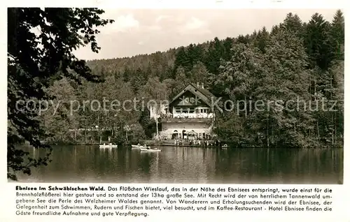 AK / Ansichtskarte Ebnisee Gaststaette am See Schwaebischer Wald Aussichtsturm Kernen Franckh Chronik Karte Ebnisee