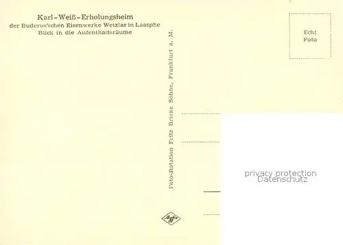 AK / Ansichtskarte Bad_Laasphe Karl Weiss Erholungsheim Aufenthaltsraeume Bad_Laasphe