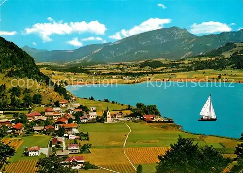 AK / Ansichtskarte Walchsee_Tirol Panorama mit Strandbad Alpen Walchsee Tirol