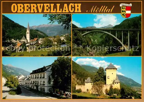 AK / Ansichtskarte Obervellach_Kaernten Hohe Tauern Tauernbahnbruecke Hauptplatz Burg Groppenstein Obervellach_Kaernten