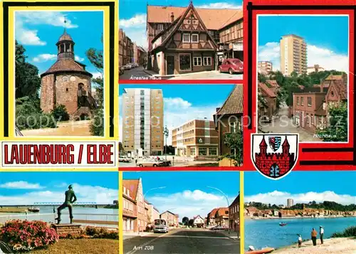 AK / Ansichtskarte Lauenburg_Elbe aeltestes Rathaus Hochhaus Denkmal Am ZOB Elbepartie Lauenburg Elbe