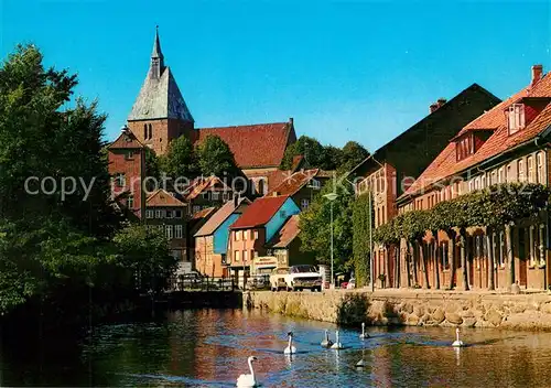 AK / Ansichtskarte Moelln_Lauenburg Muehlenteich mit St Nicolaikirche Moelln_Lauenburg