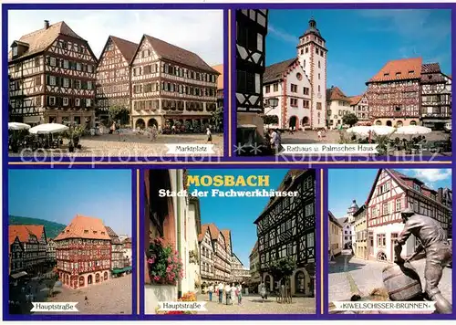 AK / Ansichtskarte Mosbach_Baden Marktplatz Rathaus Palmsches Haus Hauptstr Kiwelschisser Brunnen Mosbach_Baden