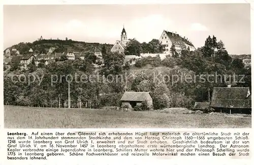 AK / Ansichtskarte Leonberg_Wuerttemberg Ansicht mit Schloss Franckh Chronik Karte Leonberg Wuerttemberg