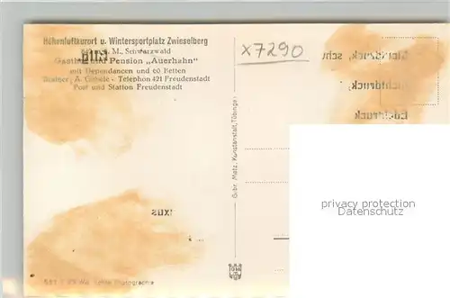 AK / Ansichtskarte Zwieselberg_Freudenstadt Gasthof Pension Auerhahn Zwieselberg_Freudenstadt