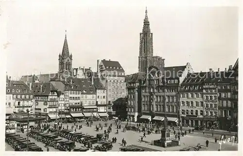 AK / Ansichtskarte Strasbourg_Alsace Place Kleber Cathedrale Strasbourg Alsace